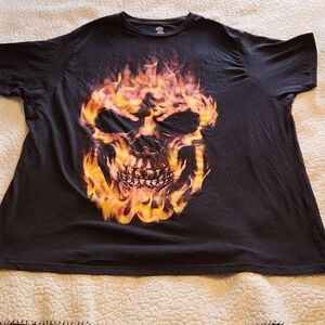 Halloween flaming skull ghost rider graphic tee shirt
